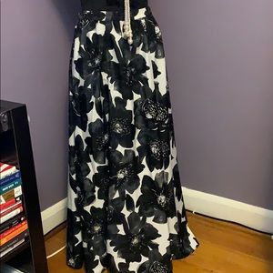 Black and white floral adorned skirt